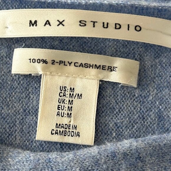 Max Studio Sky Blue Cashmere Sweater Sz M - Picture 4 of 8